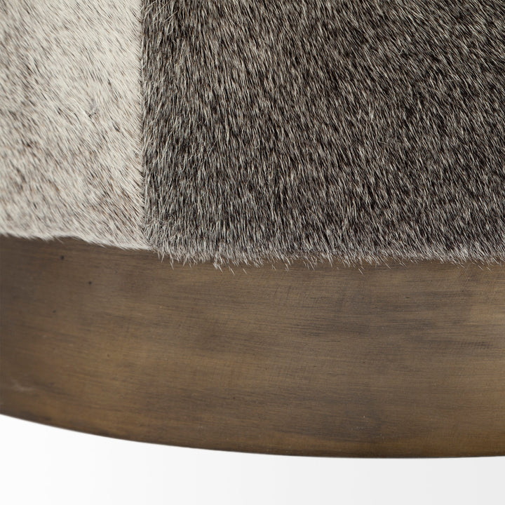 Zahavi I 23"H grey-toned hair-on-hide ottoman Living Room Mercana