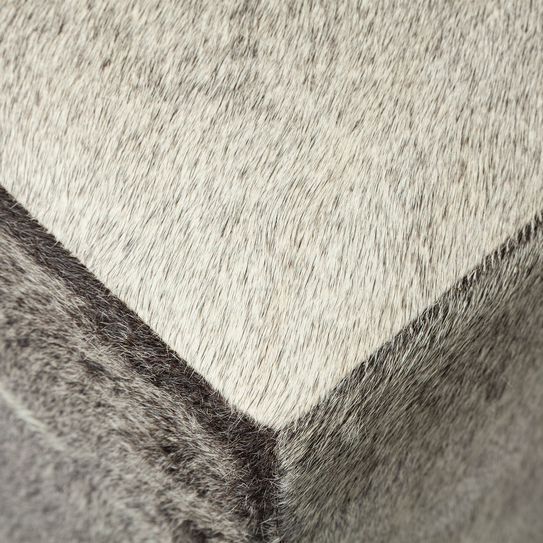 Zahavi I 20" Grey-toned hair-on-hide ottoman Living Room Mercana