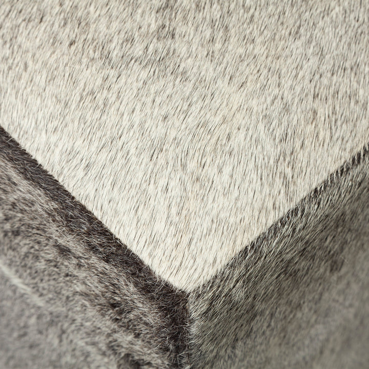 Zahavi I 20" Grey-toned hair-on-hide ottoman Living Room Mercana