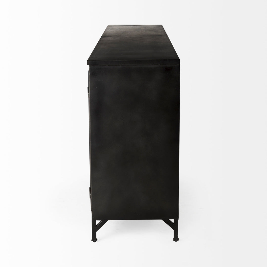 Poppy I 79x16 Black Metal With Glass Door Sideboard Dining Room Mercana