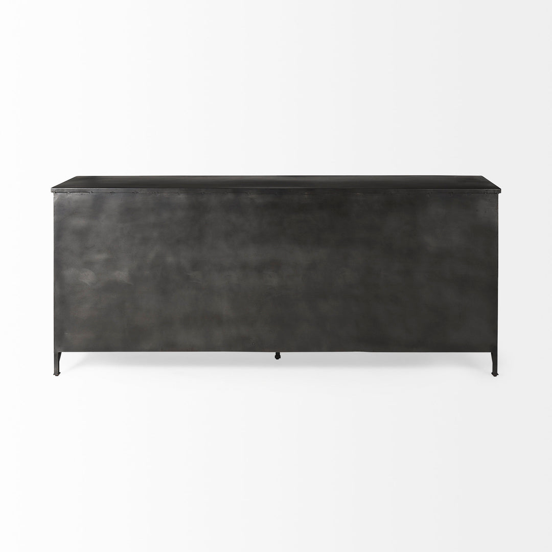 Poppy I 79x16 Black Metal With Glass Door Sideboard Dining Room Mercana