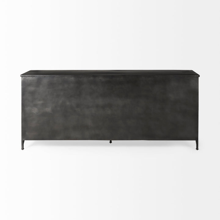 Poppy I 79x16 Black Metal With Glass Door Sideboard Dining Room Mercana