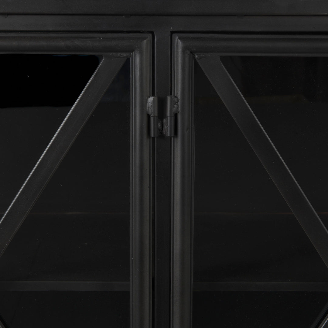 Poppy I 79x16 Black Metal With Glass Door Sideboard Dining Room Mercana