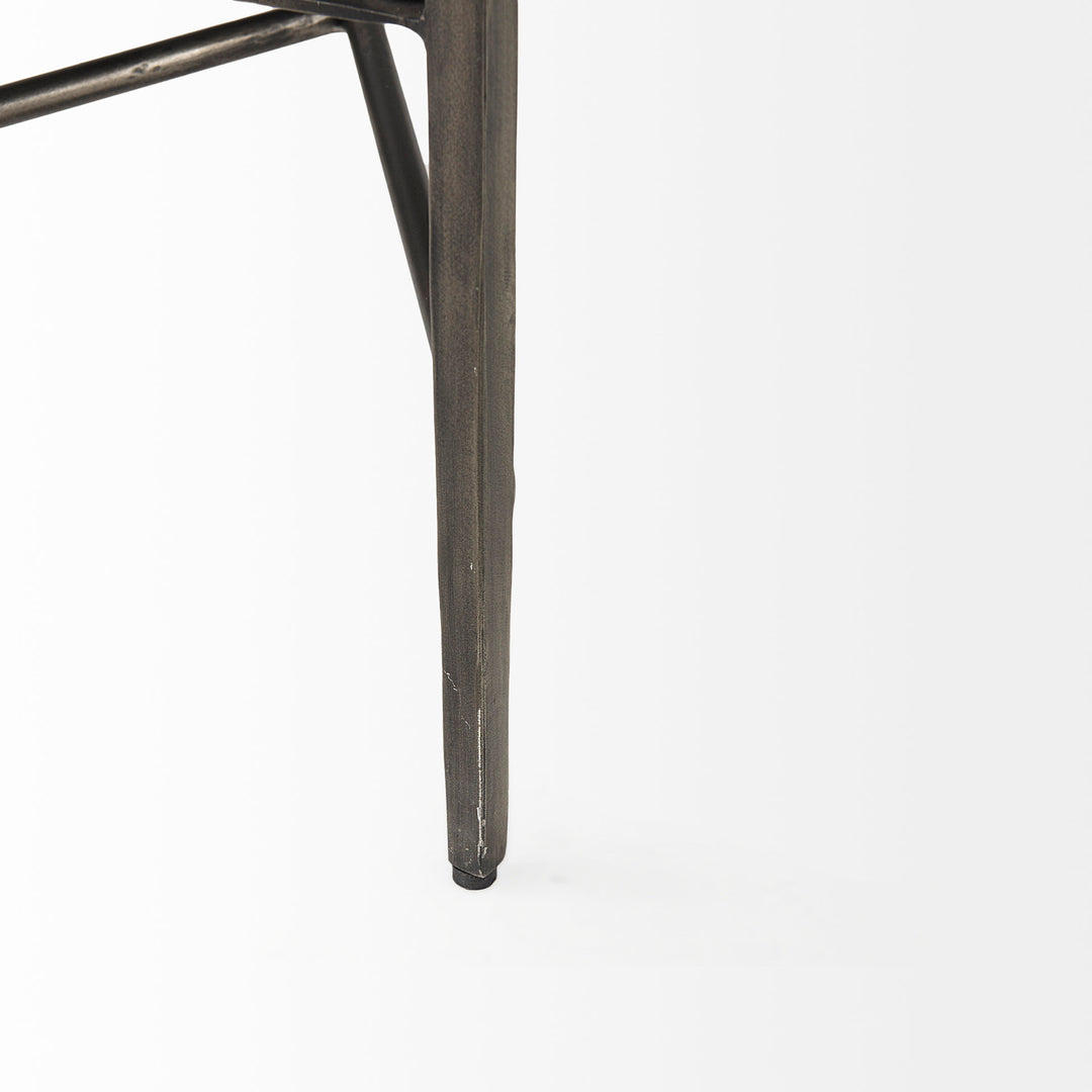 Charlotte 55.0L Gray Herringbone Fabric Seat w/ Antique Nickel Metal Frame Bench Decor Mercana