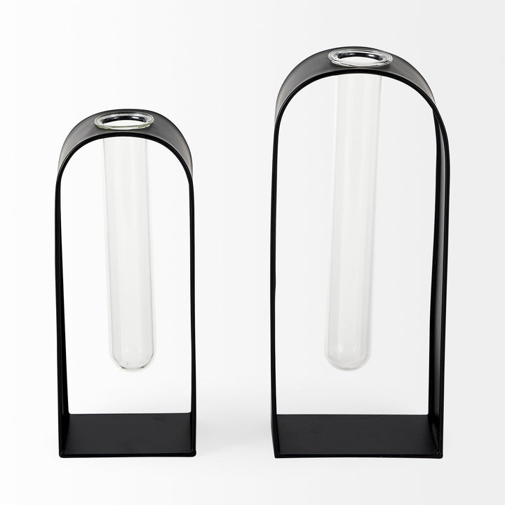Boyer Black Metal W/Glass Set of Two Test Tube Decorative Objects Decor Mercana