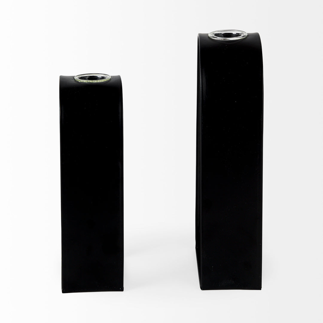 Boyer Black Metal W/Glass Set of Two Test Tube Decorative Objects Decor Mercana