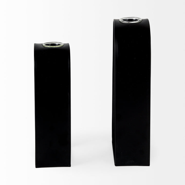 Boyer Black Metal W/Glass Set of Two Test Tube Decorative Objects Decor Mercana