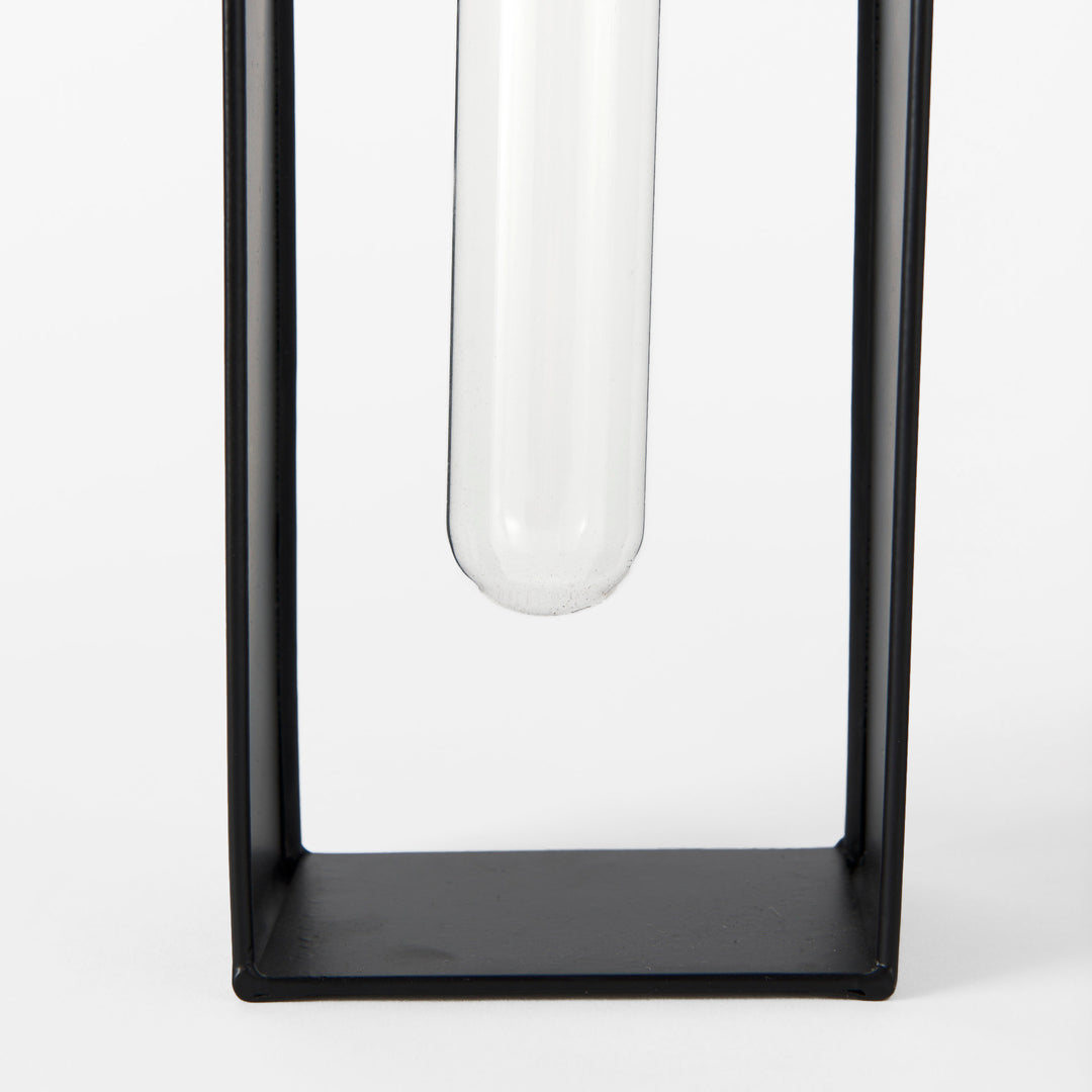 Boyer Black Metal W/Glass Set of Two Test Tube Decorative Objects Decor Mercana
