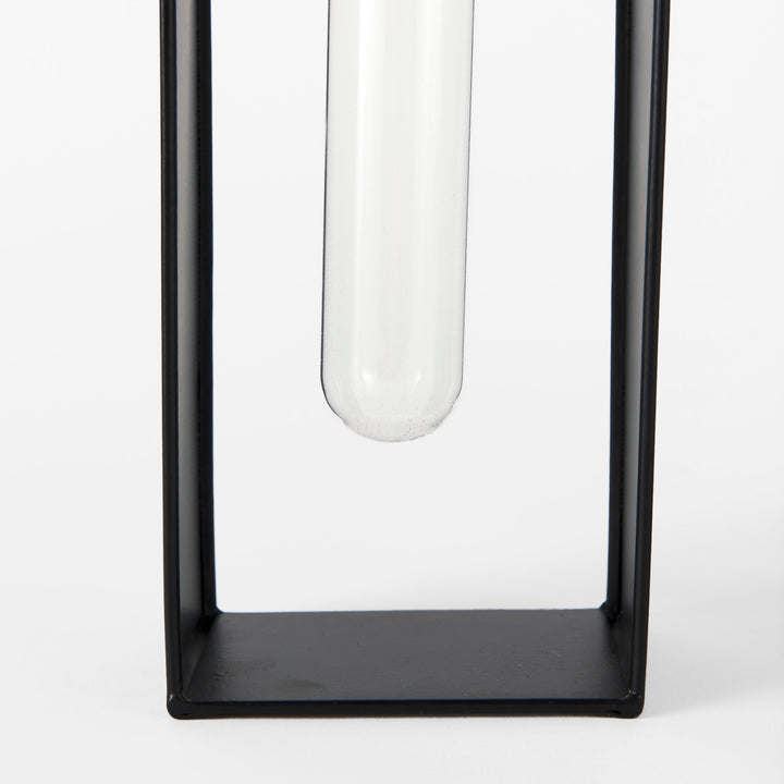 Boyer Black Metal W/Glass Set of Two Test Tube Decorative Objects Decor Mercana