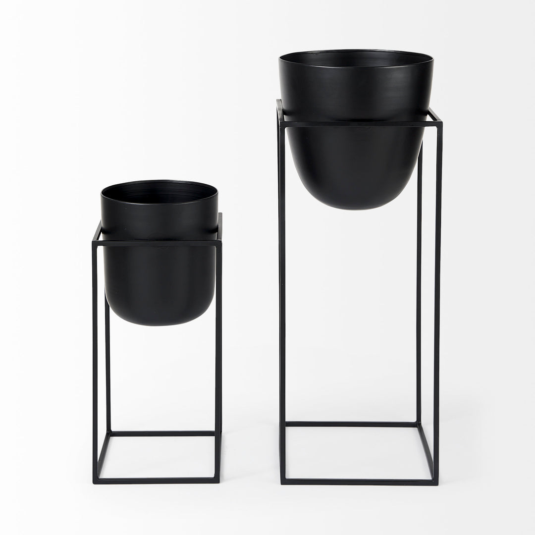 Bumble (Set of 2) Black Plant Stands Decor Mercana