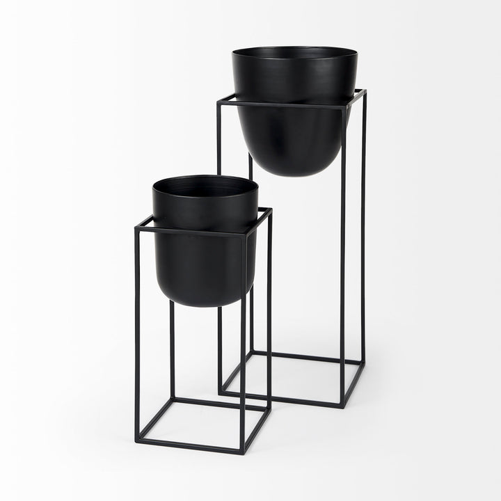 Bumble (Set of 2) Black Plant Stands Decor Mercana