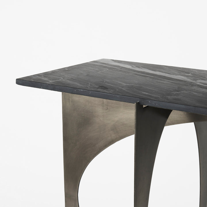 Reinhold IV Black Marble Top Iron Console Table Dining Room Mercana