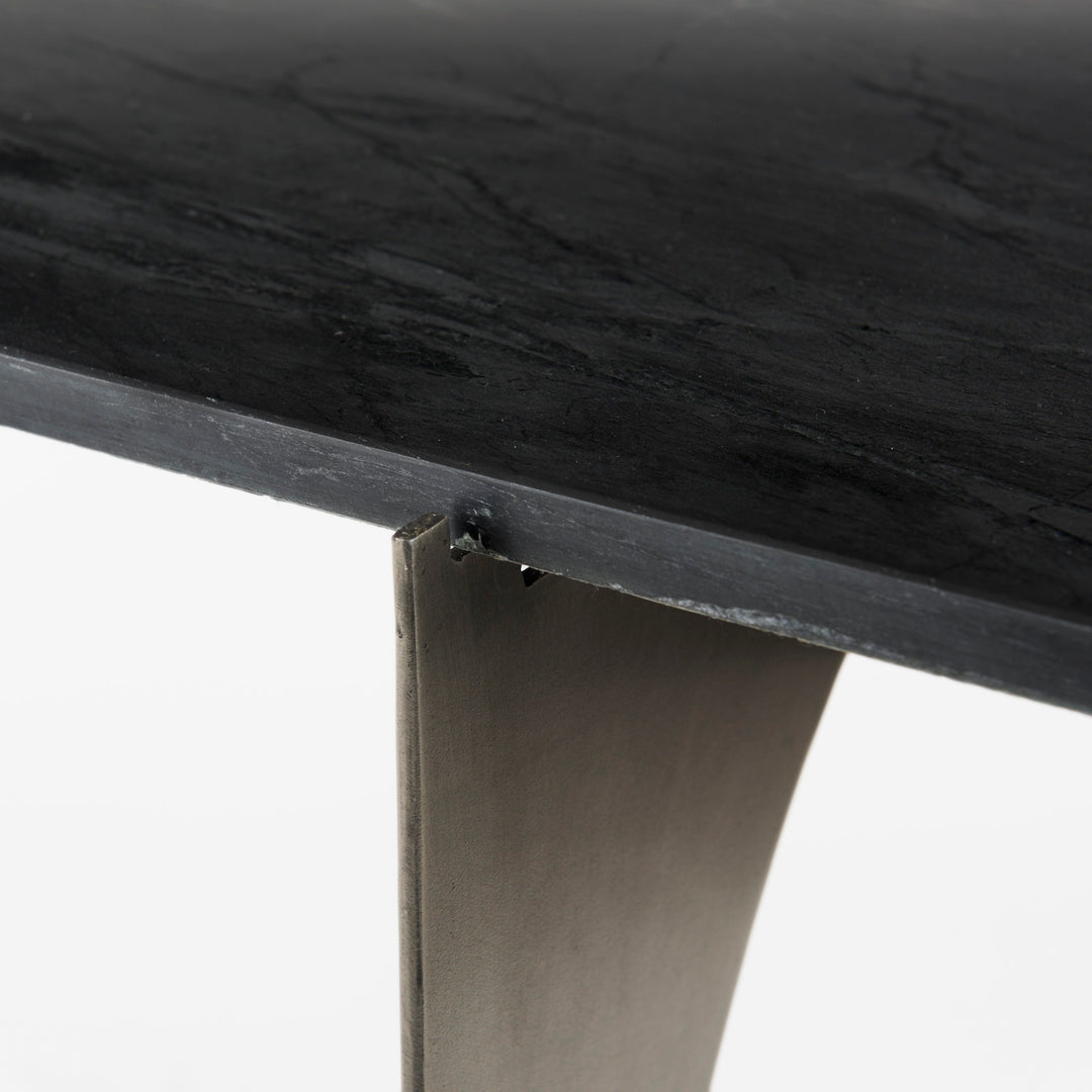 Reinhold IV Black Marble Top Iron Console Table Dining Room Mercana