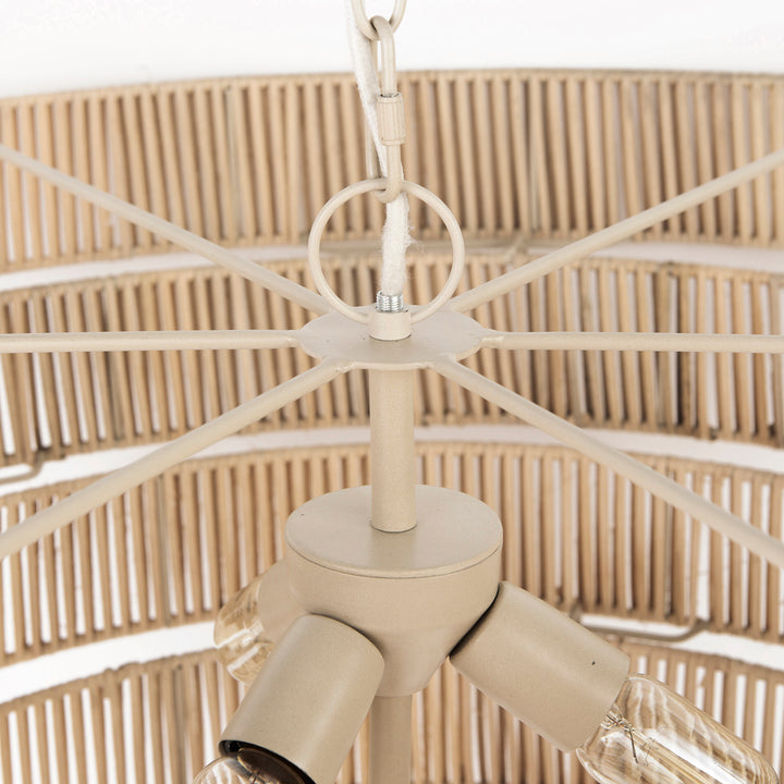 Marimba 40 L x 40 W x 24 H Natural Cane 6 Tier Chandelier Decor Mercana