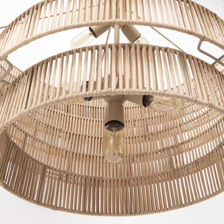 Marimba 40 L x 40 W x 24 H Natural Cane 6 Tier Chandelier Decor Mercana