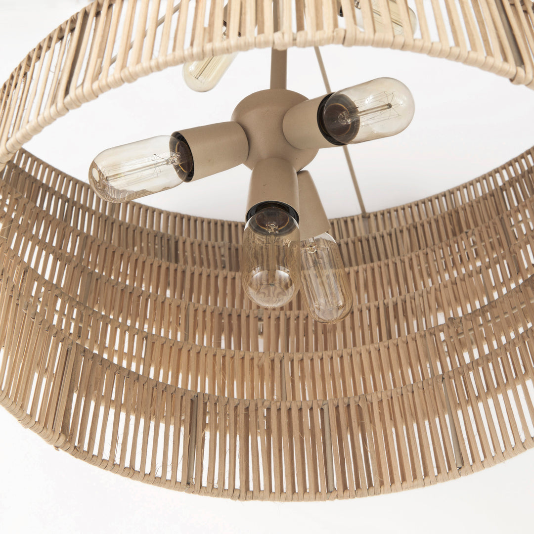 Marimba 40 L x 40 W x 24 H Natural Cane 6 Tier Chandelier Decor Mercana