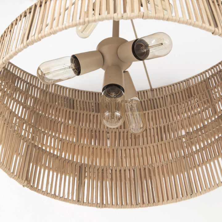 Marimba 40 L x 40 W x 24 H Natural Cane 6 Tier Chandelier Decor Mercana