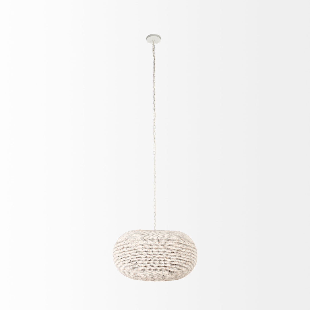 Theta 30.0 L x 30.0 W x 15.0 H White-Washed Beaded Chandelier Decor Mercana