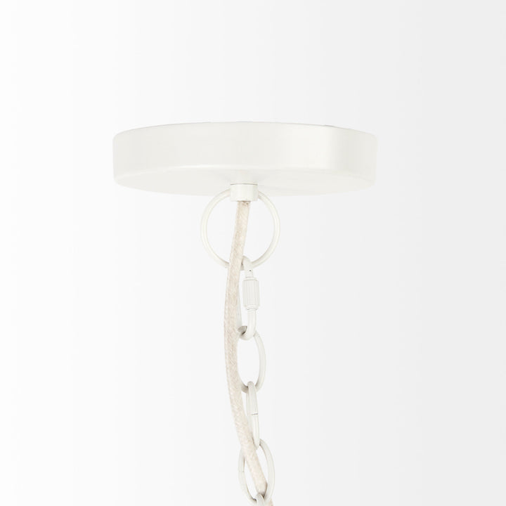 Theta 30.0 L x 30.0 W x 15.0 H White-Washed Beaded Chandelier Decor Mercana