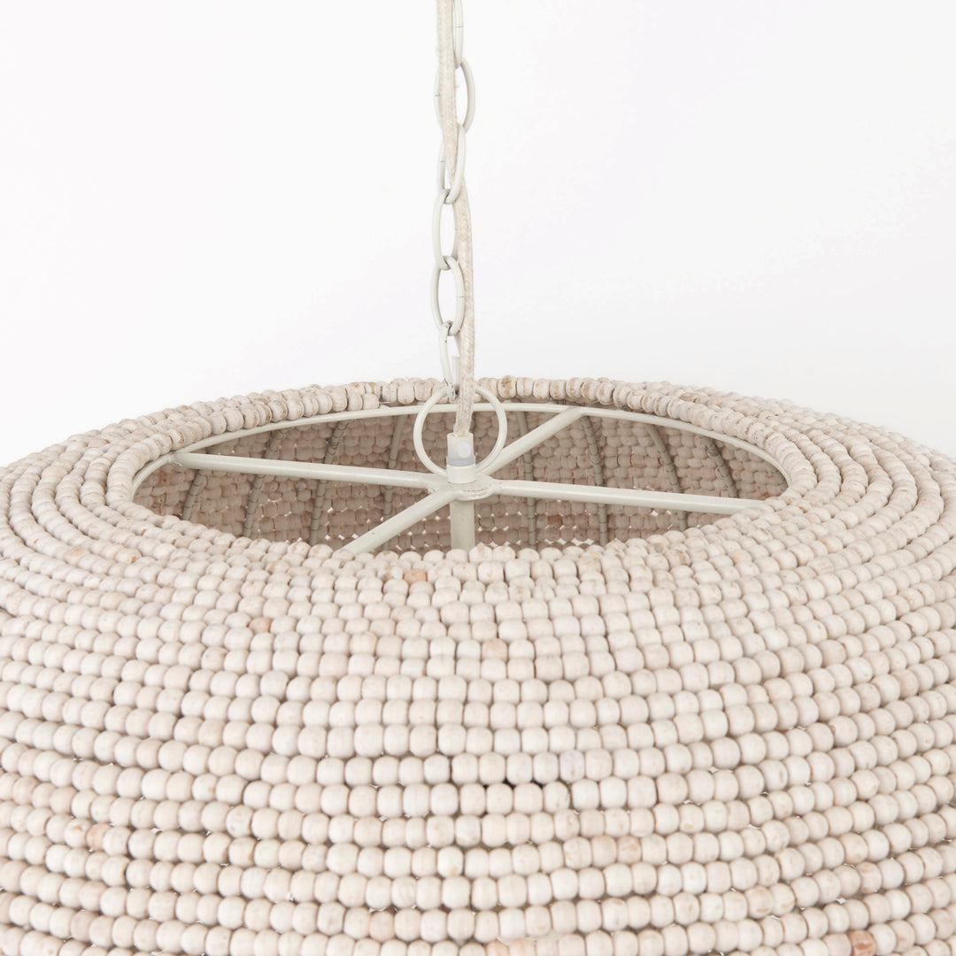 Theta 30.0 L x 30.0 W x 15.0 H White-Washed Beaded Chandelier Decor Mercana