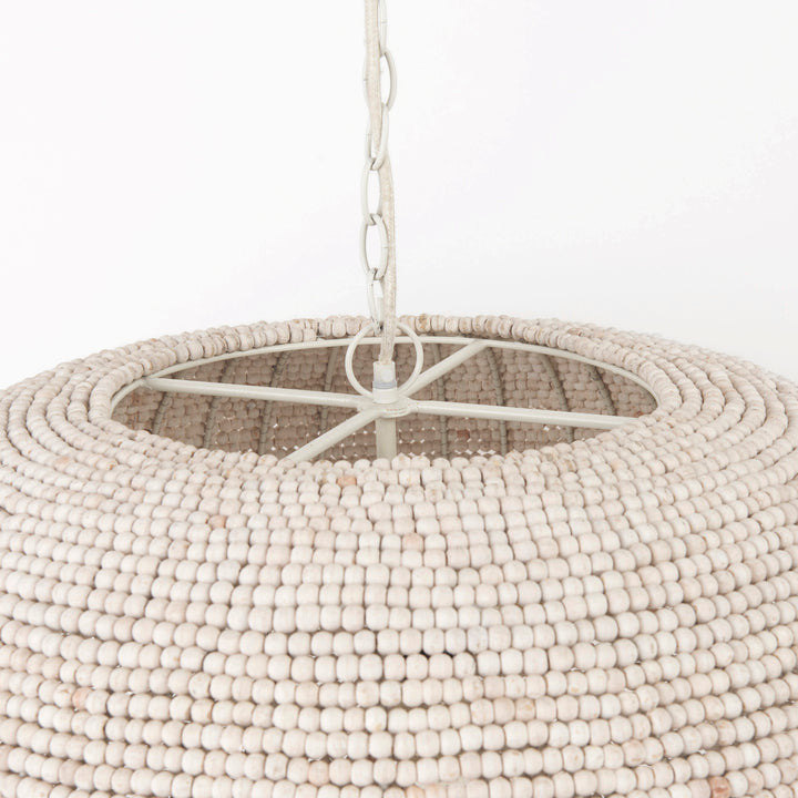 Theta 30.0 L x 30.0 W x 15.0 H White-Washed Beaded Chandelier Decor Mercana