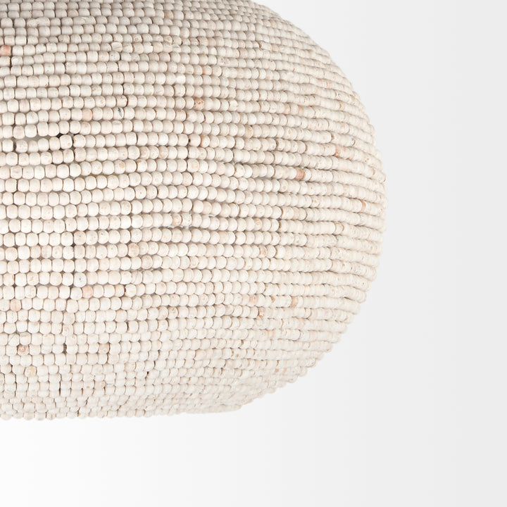 Theta 30.0 L x 30.0 W x 15.0 H White-Washed Beaded Chandelier Decor Mercana