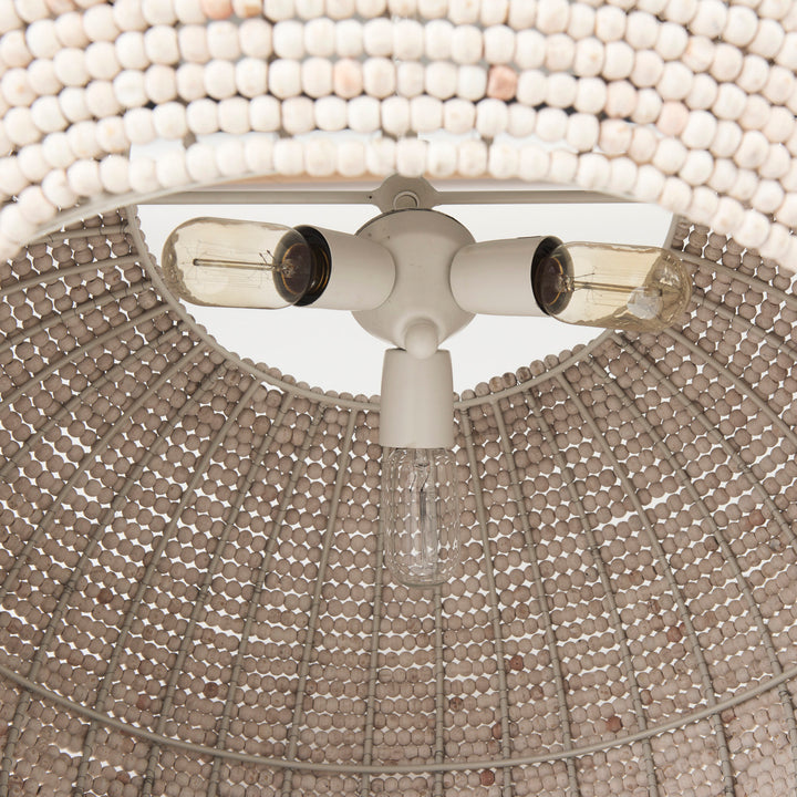 Theta 30.0 L x 30.0 W x 15.0 H White-Washed Beaded Chandelier Decor Mercana