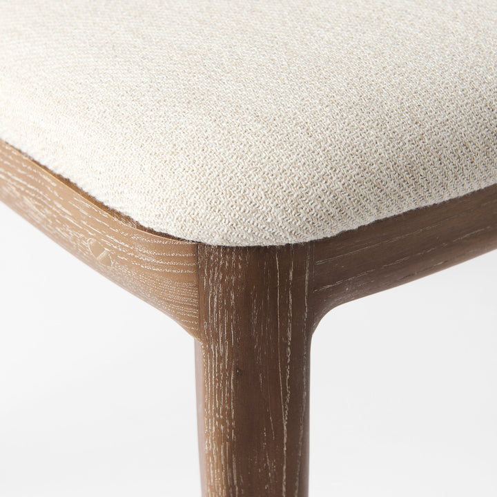 Clara Light Brown Wood W/ Cream Fabric Seat and Cane Back Armless Dining Chair Living Room Mercana