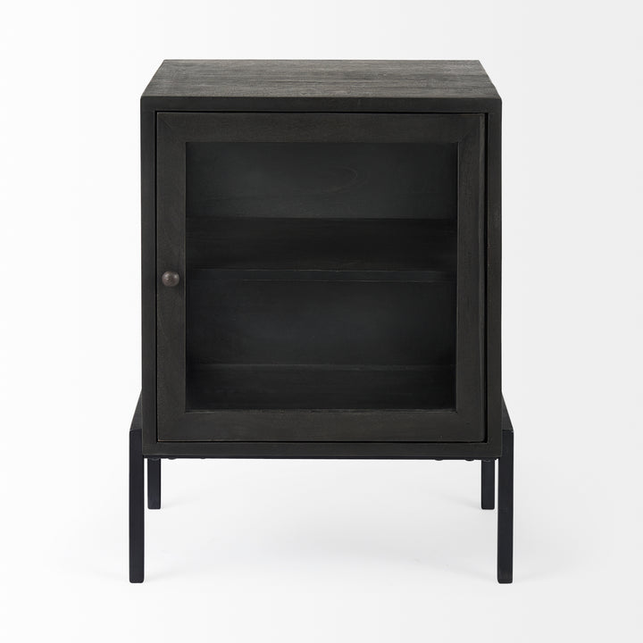 Arelius Black-Brown Wood W/ Black Metal Frame End/Side Table Dining Room Mercana