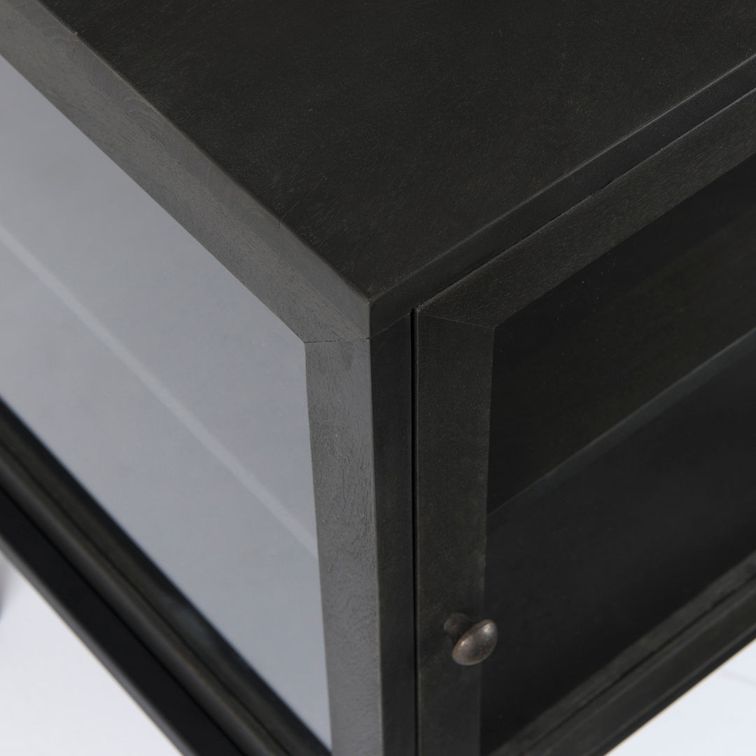 Arelius Black-Brown Wood W/ Black Metal Frame End/Side Table Dining Room Mercana