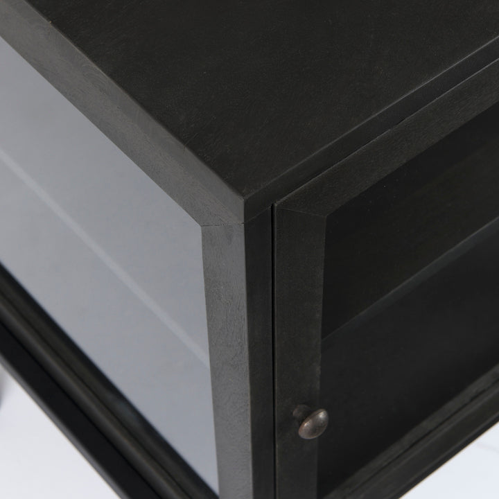 Arelius Black-Brown Wood W/ Black Metal Frame End/Side Table Dining Room Mercana