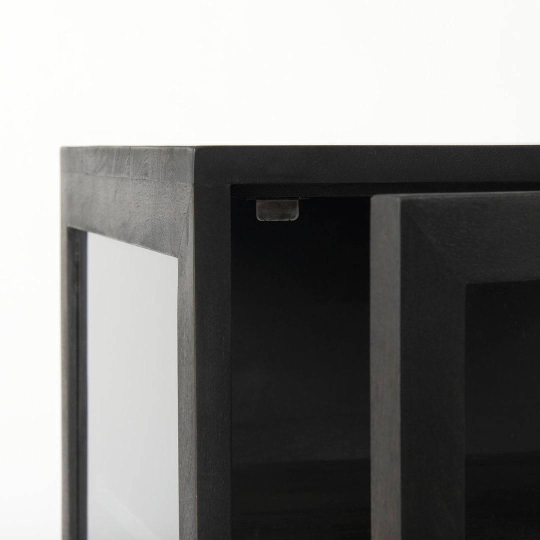 Arelius Black-Brown Wood W/ Black Metal Frame End/Side Table Dining Room Mercana