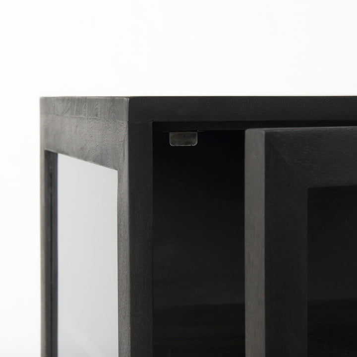 Arelius Black-Brown Wood W/ Black Metal Frame End/Side Table Dining Room Mercana