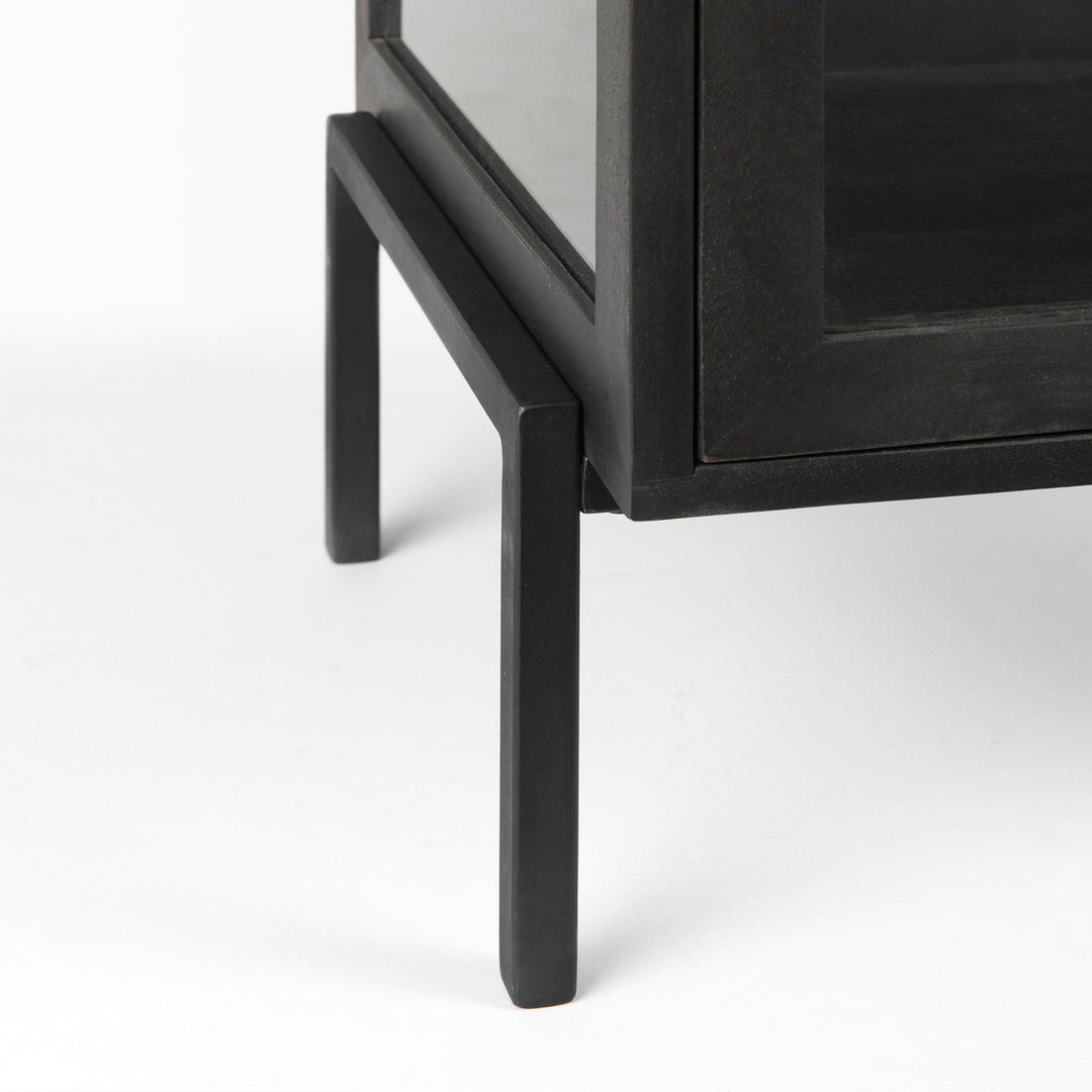 Arelius Black-Brown Wood W/ Black Metal Frame End/Side Table Dining Room Mercana