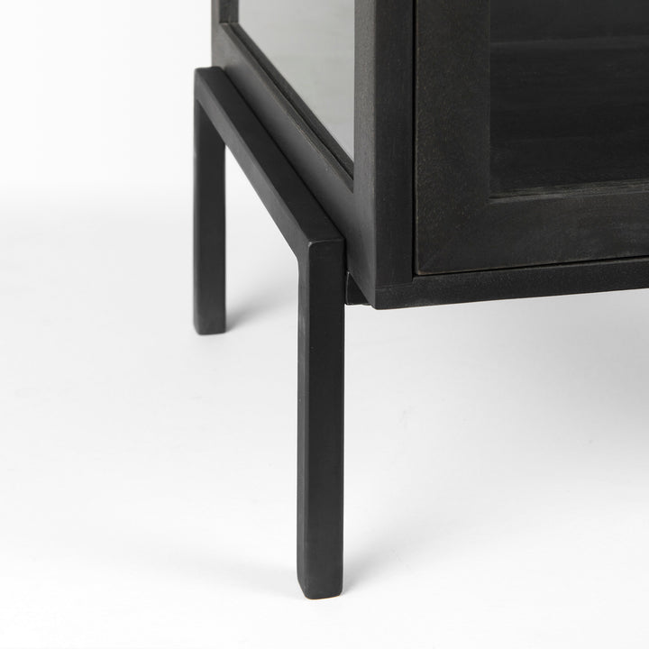 Arelius Black-Brown Wood W/ Black Metal Frame End/Side Table Dining Room Mercana
