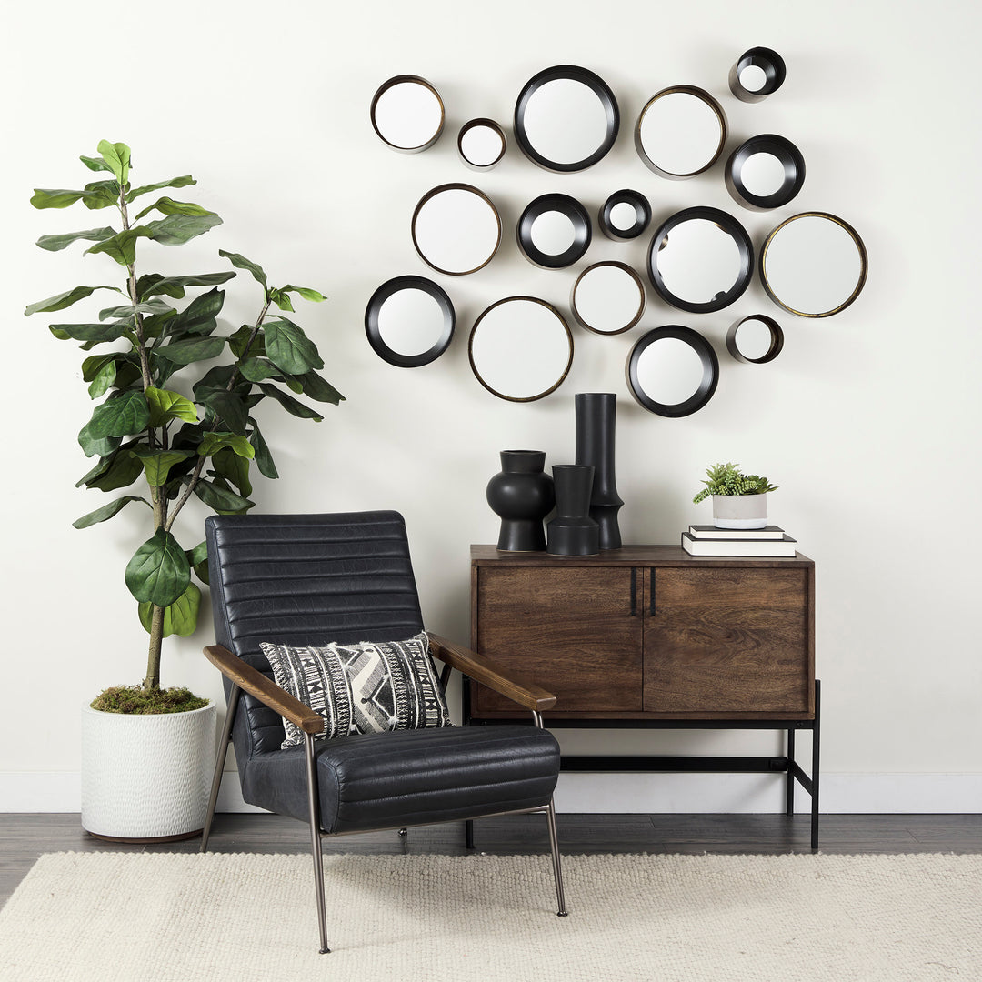 Glenn Dark Brown Wood w/ Black Iron Frame, 2 Door Accent Cabinet Decor Mercana