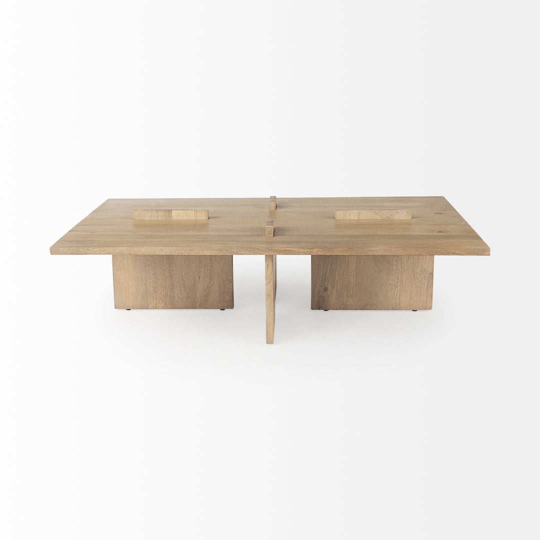 Aida 56 x 34 Rectangular Light Brown Wood Coffee Table Living Room Mercana