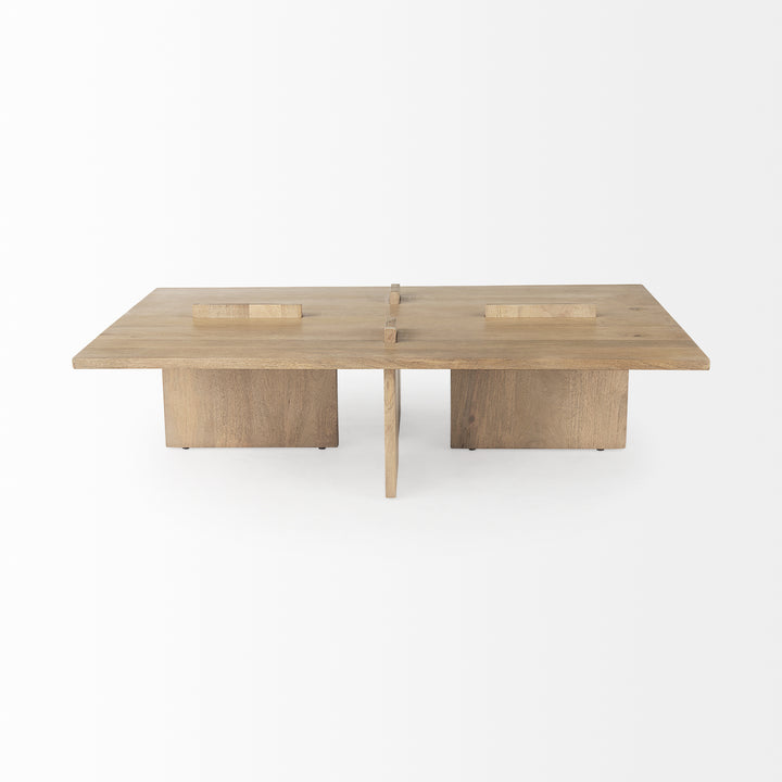 Aida 56 x 34 Rectangular Light Brown Wood Coffee Table Living Room Mercana