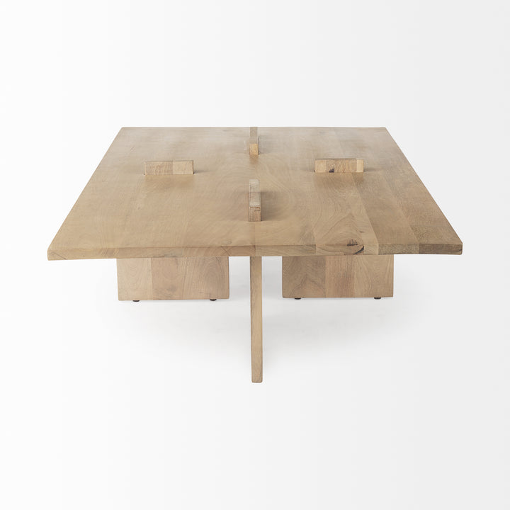 Aida 56 x 34 Rectangular Light Brown Wood Coffee Table Living Room Mercana