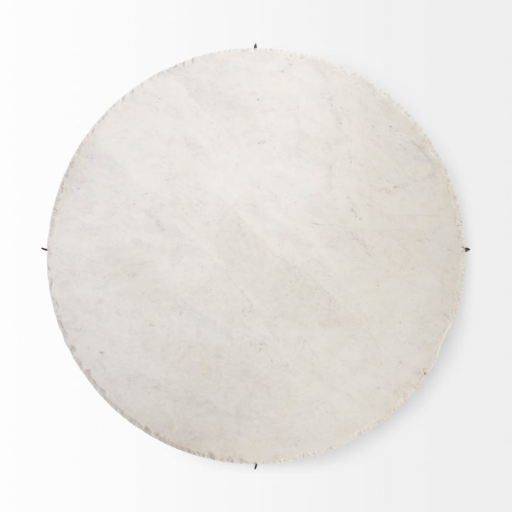 Reinhold 49" Round White Marble Top Gold Metal Base Coffee Table Living Room Mercana