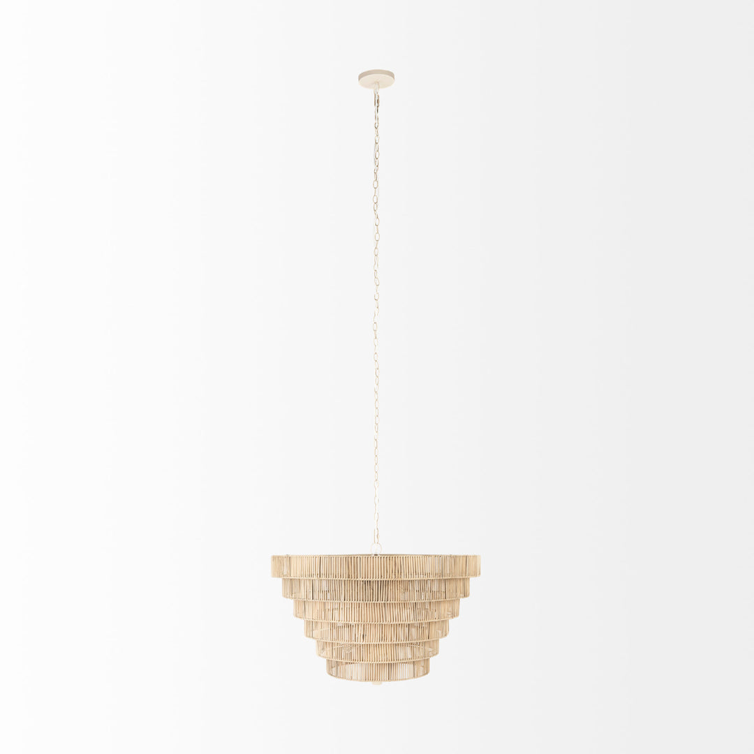 Marimba 40 L x 40 W x 24 H Natural Cane 6 Tier Chandelier Decor Mercana