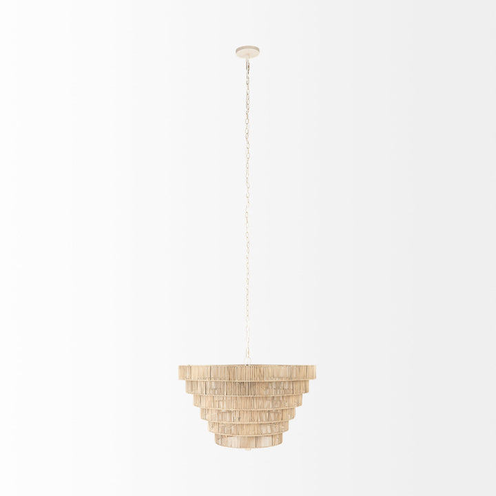 Marimba 40 L x 40 W x 24 H Natural Cane 6 Tier Chandelier Decor Mercana