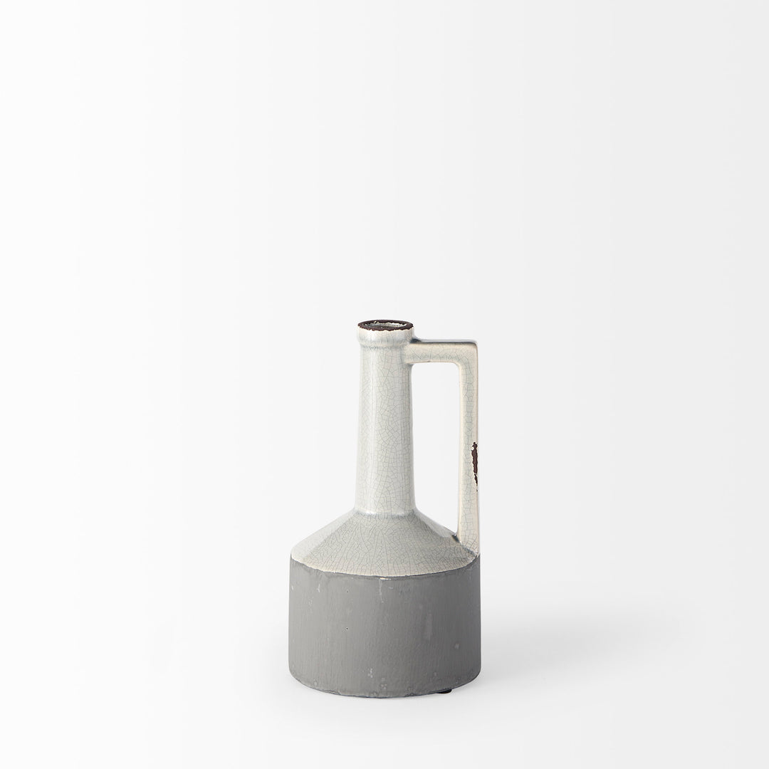 Burton 10.2H Small Two Tone Gray Ceramic Jug Vase Decor Mercana