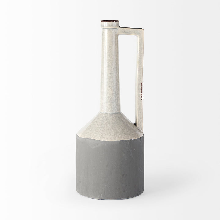 Burton 16.7H Large Two Tone Gray Ceramic Jug Vase Decor Mercana