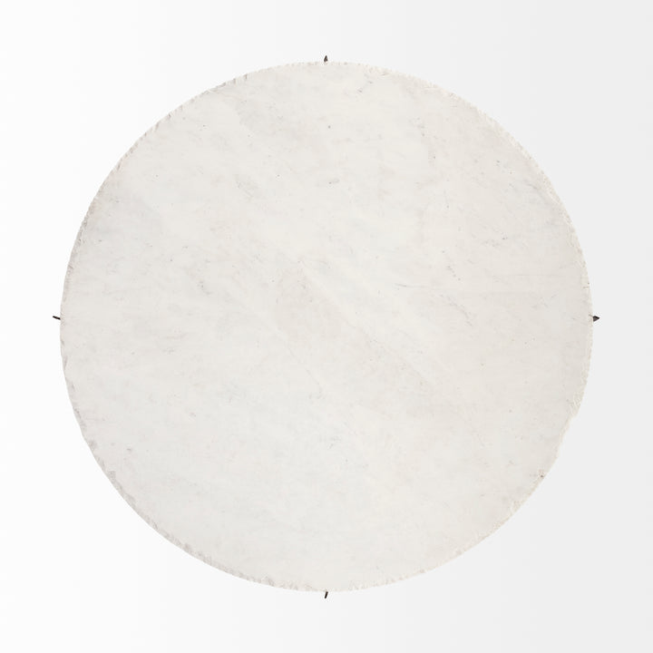 Reinhold 49" Round White Marble Top Gold Metal Base Coffee Table Living Room Mercana