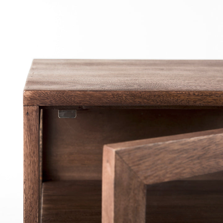 Arelius Medium Brown Wood W/ Black Metal Frame End/Side Table Dining Room Mercana