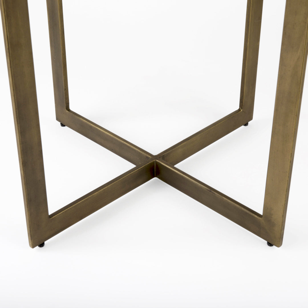 Faye I Beige Finished Wood W/Gold Metal Base Square Dining Table Dining Room Mercana