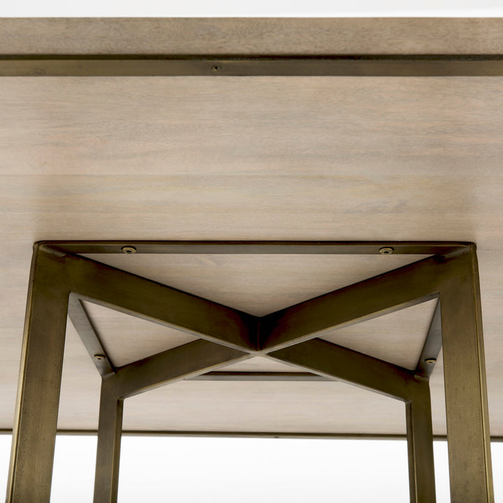 Faye I Beige Finished Wood W/Gold Metal Base Square Dining Table Dining Room Mercana