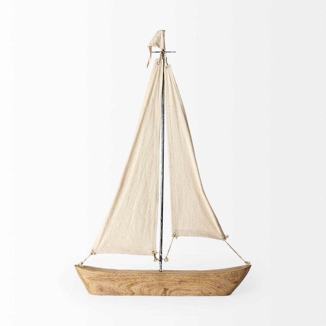 Tartane Large 22L x 2W Brown/Cream Nautical Inspired Sailboat Decor Mercana