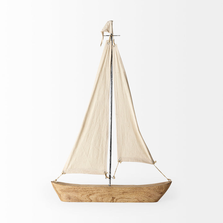 Tartane Large 22L x 2W Brown/Cream Nautical Inspired Sailboat Decor Mercana
